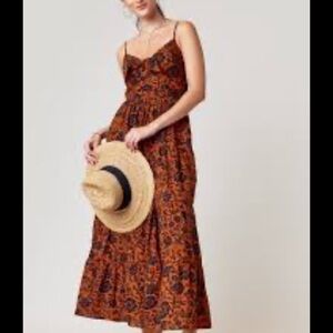 Blue Rain Brown‎ and Black Floral Maxi Dress